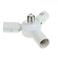 Патрон-переходник тройной плоский Ecola Base Е27/3хЕ27 Белый картинка 